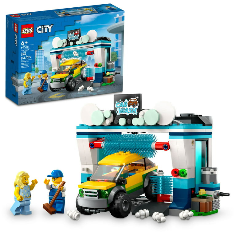 LEGO City Car Wash 60362 Building Toy Set, Fun Gift Idea for Kids ages 6+,  Features Spinnable Washer Brushes and Includes an Automobile and 2