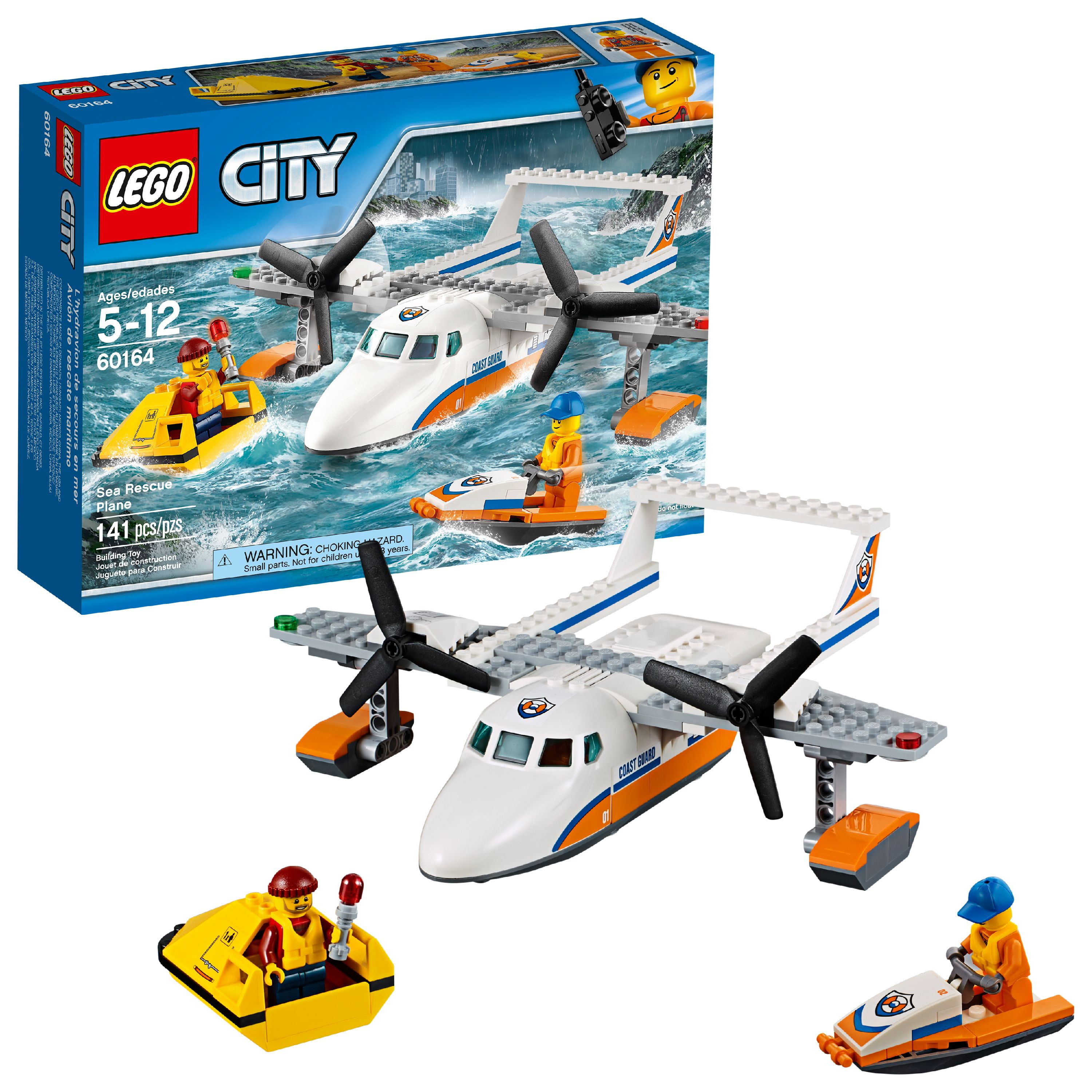 dialekt eftermiddag spøgelse LEGO City Coast Guard Sea Rescue Plane 60164 (141 Pieces) - Walmart.com