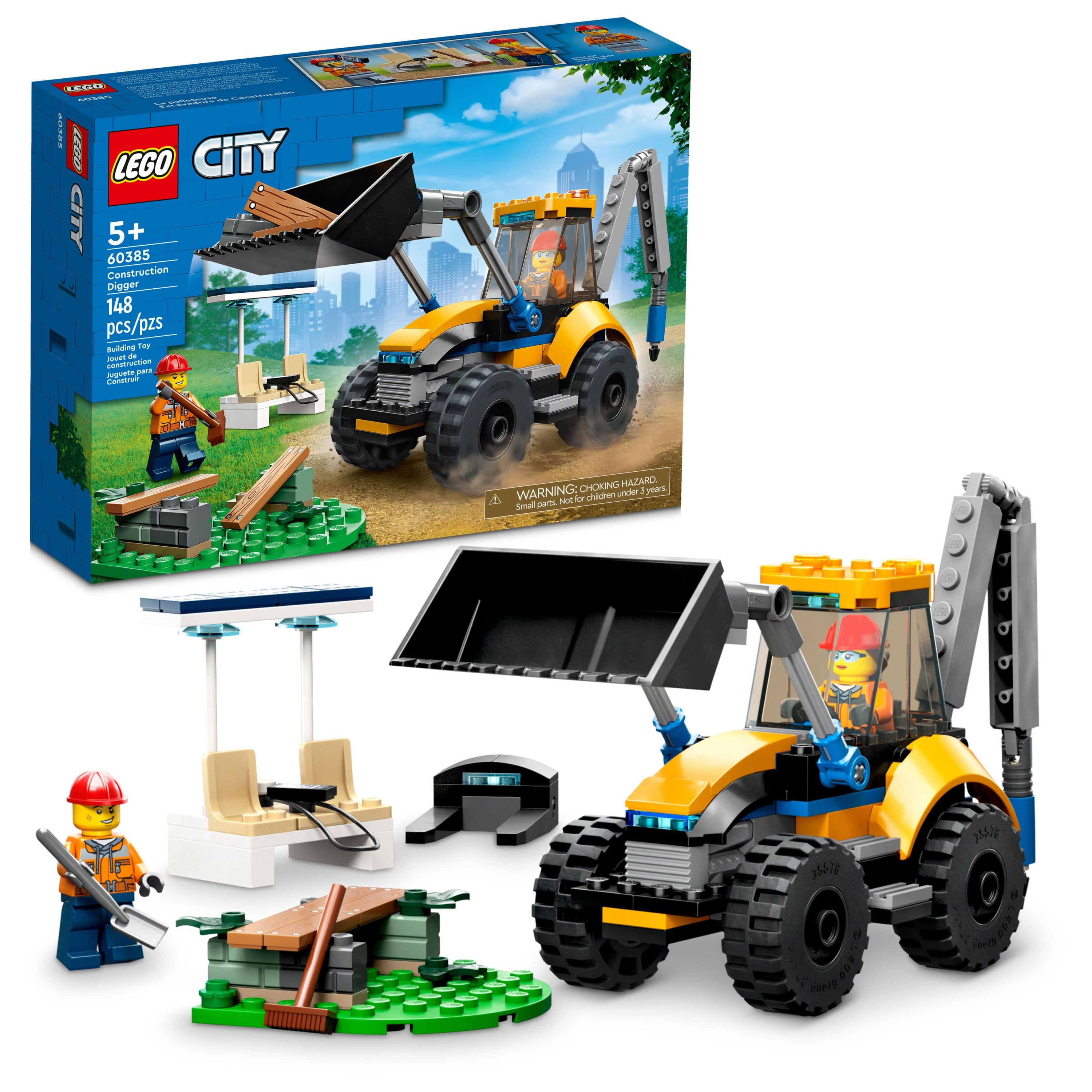 LEGO City Construction Digger 60385 Building Toy - Excavator Model  Featuring Tools and Minifigures, Vehicle Building Set for Fun Creative  Play