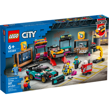 LEGO City Custom Car Garage 60389, Toy Garage Building Set with 2 Cutomizable Cars, Pretend Play Mechanic Toy with 4 Mini Figures, Birthday Gift Idea for Boys, Girls, Kids Who Love Cars Age 6+