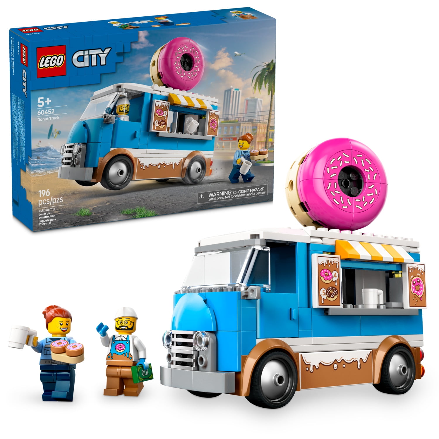 LEGO City Donut Truck Toy  Building Toy for Kids, Boys & Girls, Ages 5+  Mobile Donut Stand With 2 M(图1)