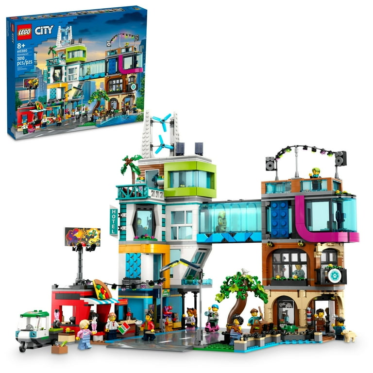 LEGO City Downtown 60380 Building Toy Set, Multi-Feature Playset with  Connecting Room Modules, Includes 14 Inspiring Minifigure Characters and a  Dog