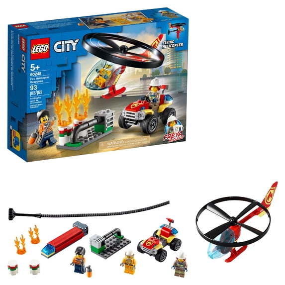 LEGO City Fire Helicopter Response 60248 Toy Firefighter Building Set for Kids (93 Pieces)