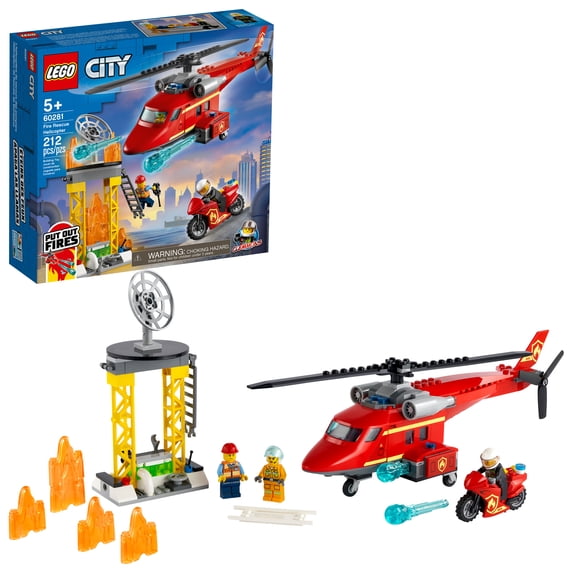 LEGO City Fire Rescue Helicopter 60281 Firefighter Building Toy and Playset for Kids (212 Pieces)