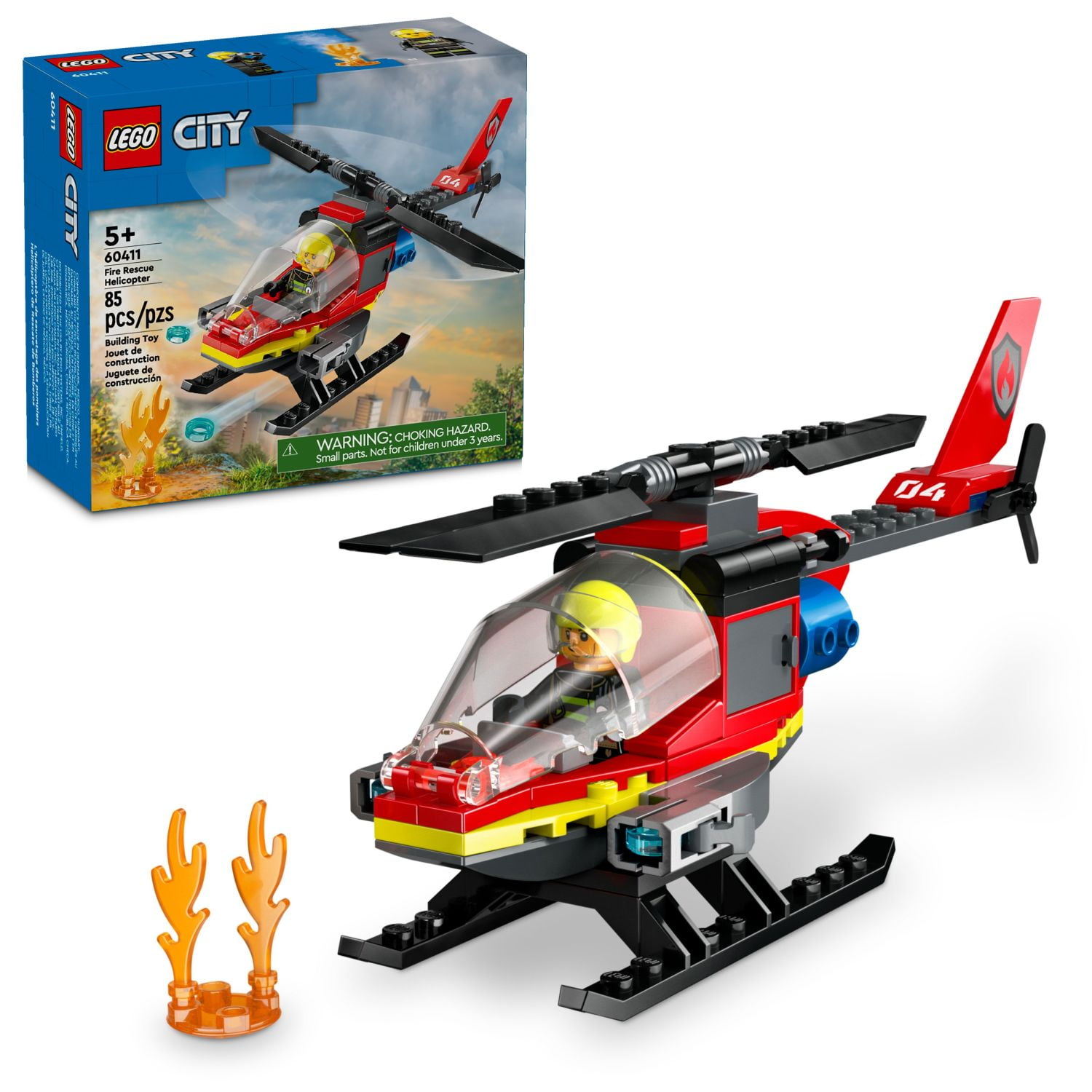 LEGO City Fire Rescue Helicopter Toy, Building Set with Firefighter Minifigure Pilot Toy, Fun Gift or Pretend Play Toy for Boys, Girls and Kids Ages 5 and Up, 6