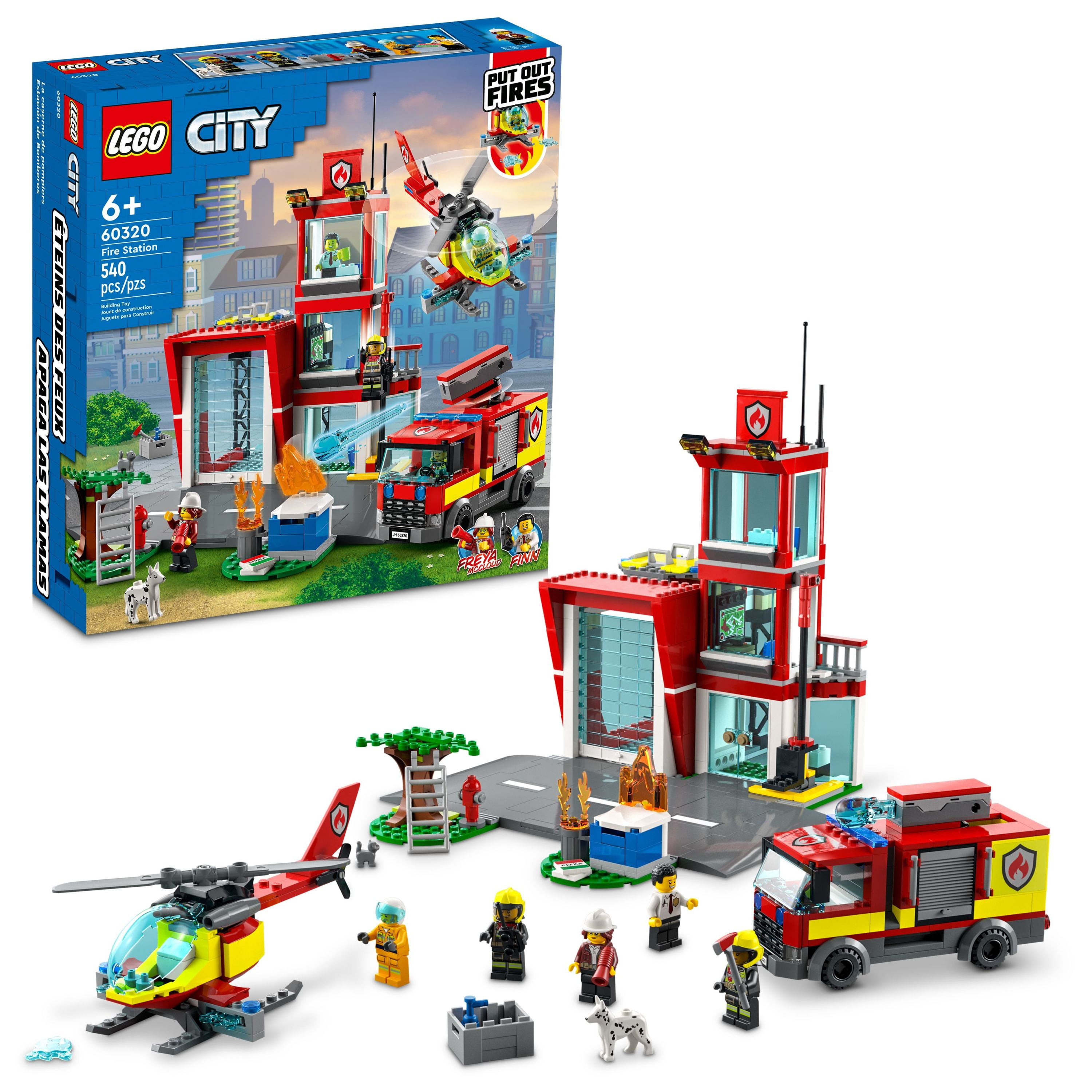 LEGO City Fire Station Set 60320 with Garage, Helicopter & Fire