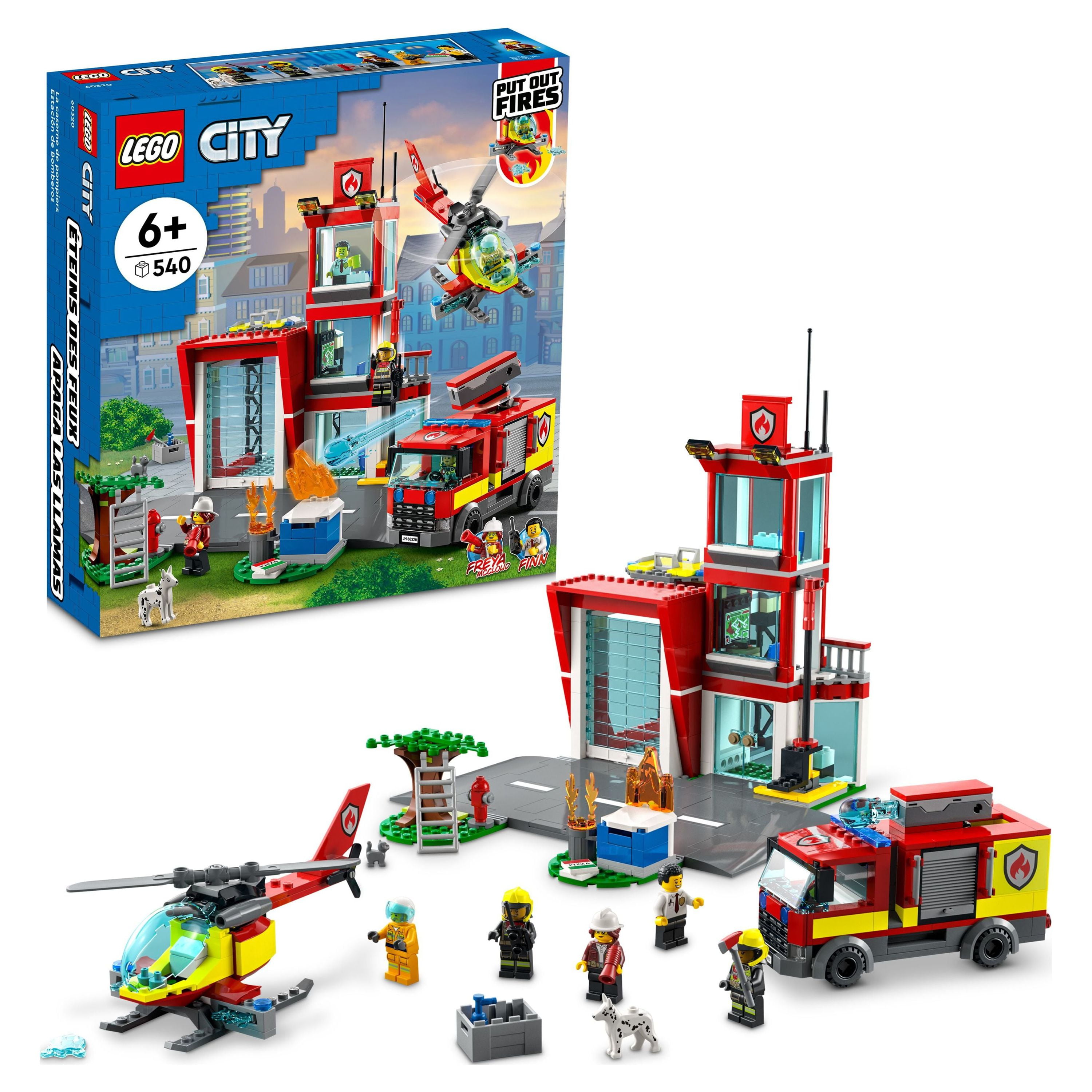 LEGO City Fire Station Set 60320 with Garage, Helicopter & Fire Engine Toys Plus Firefighter Minifigures