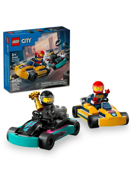 LEGO City Go-Karts and Race Drivers Toy Playset, Includes 2 Driver Minifigures, Racing Vehicle Car Toy, Fun Race Car Easter Gift for Kids Ages 5 and Up, 60400