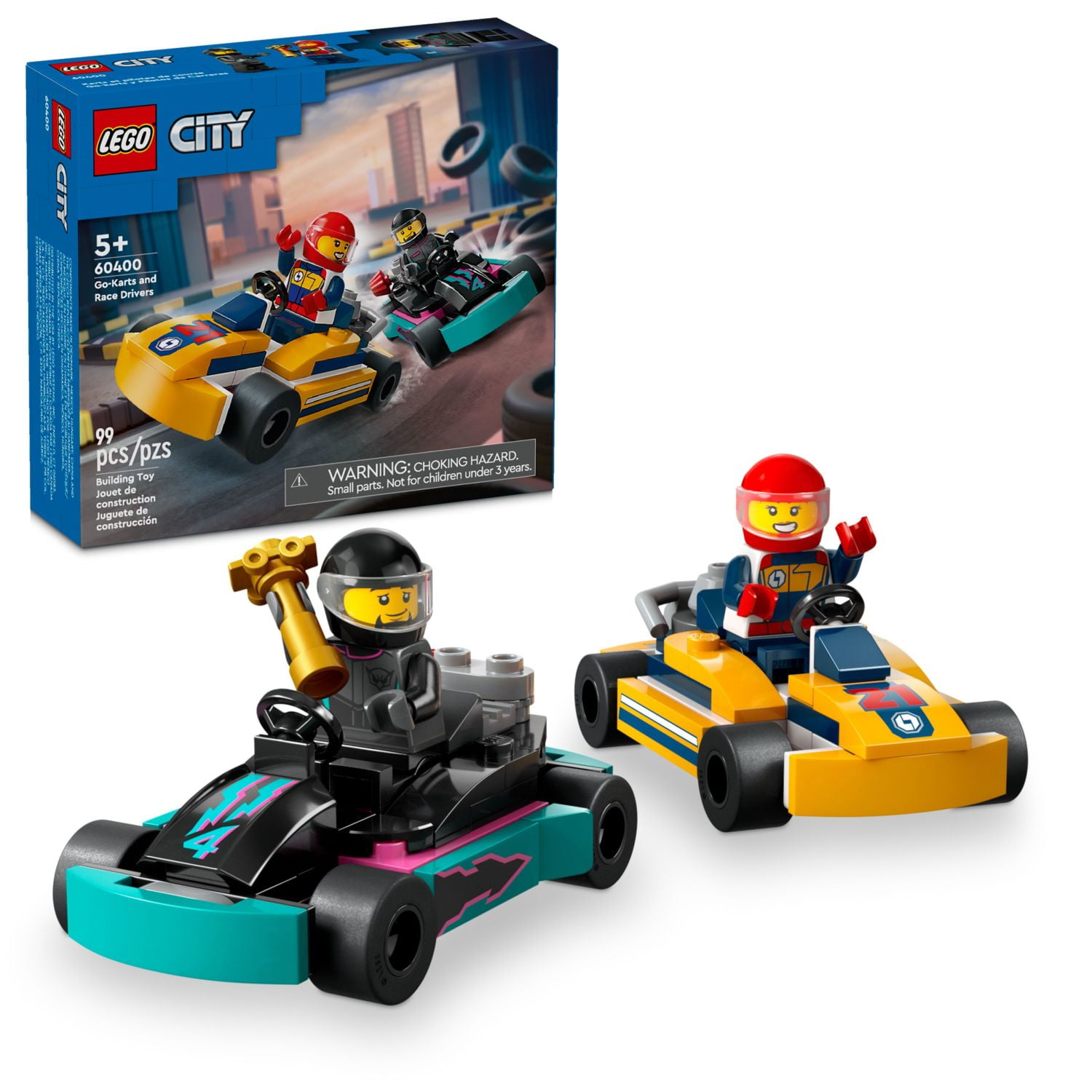 LEGO City Go-Karts and Race Drivers Toy Playset - 2 Driver Minifigures, Race Car Toy for Boys & Girls, Ages 5+ - Gift Ideas for Birthday - 60400