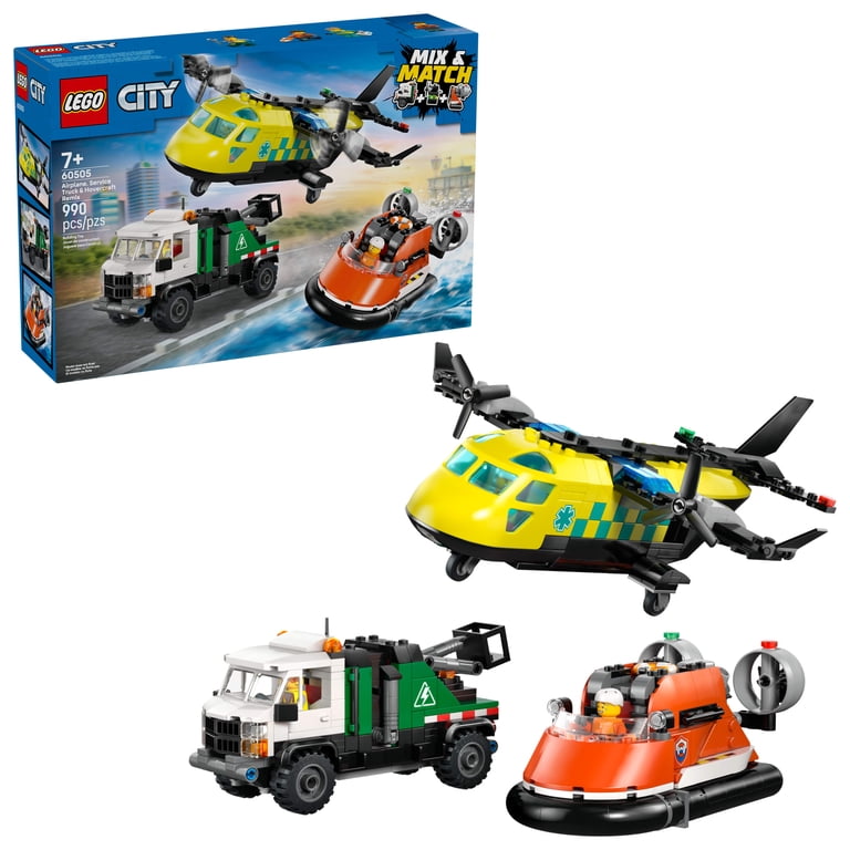 LEGO City Airplane, Service Truck & Hovercraft Remix Building Toy 