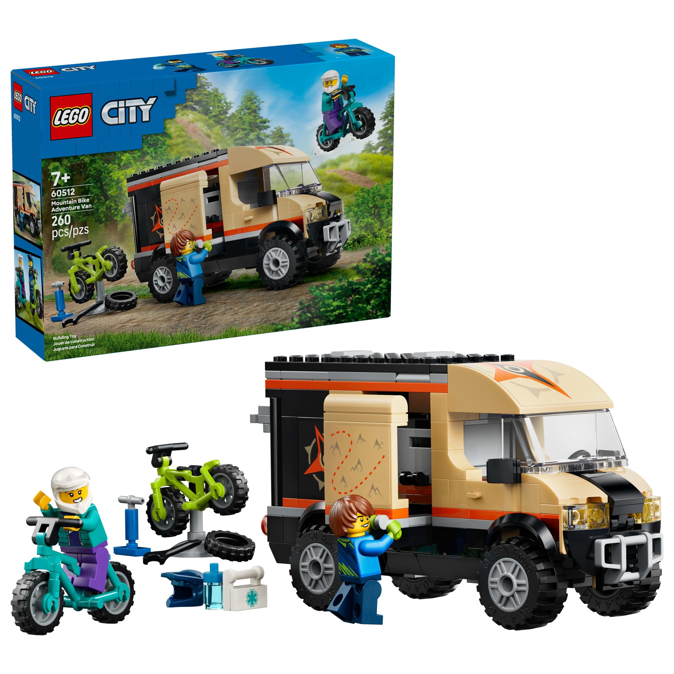 LEGO City Mountain Bike Adventure Van - Building Toy for Boys & Girls, Ages 7+ - Playset & Figures for Kids - With 2 Minifigures - 60512