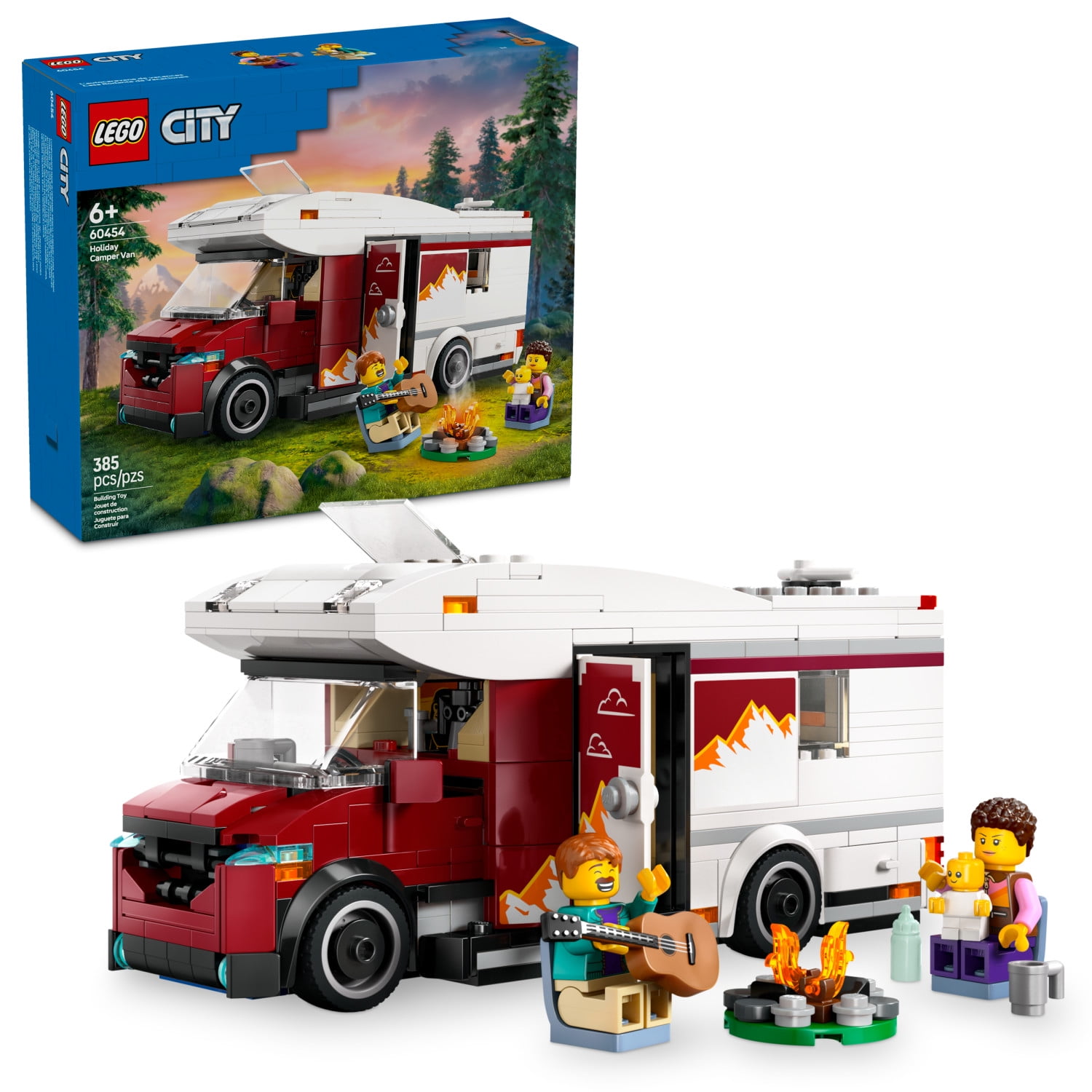 LEGO City Holiday Adventure Camper Van Building Toys Set - Vacation Toys for Kids, Boys & Girls, Ages 6+ - Includes 3 Minifigures & Accessories - Gift Ideas for Birthdays & Holidays - 60454
