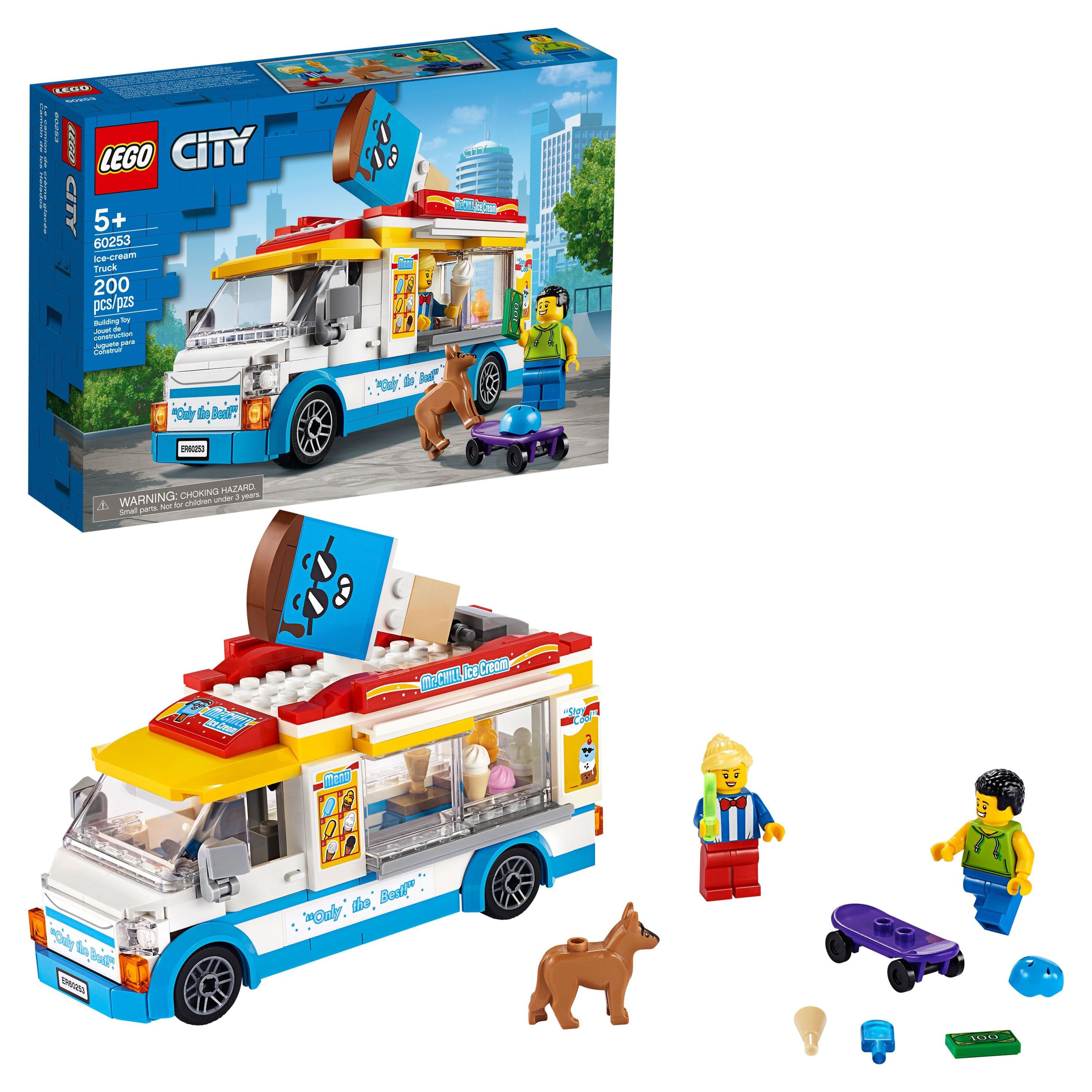 LEGO City Ice Cream Truck Van 60253 Building Toy Set - Featuring Skater Minifigures, Skateboard, and Dog Figure, Fun Gift Idea for Boys, Girls, and Kids Ages 5+ - image 1 of 10