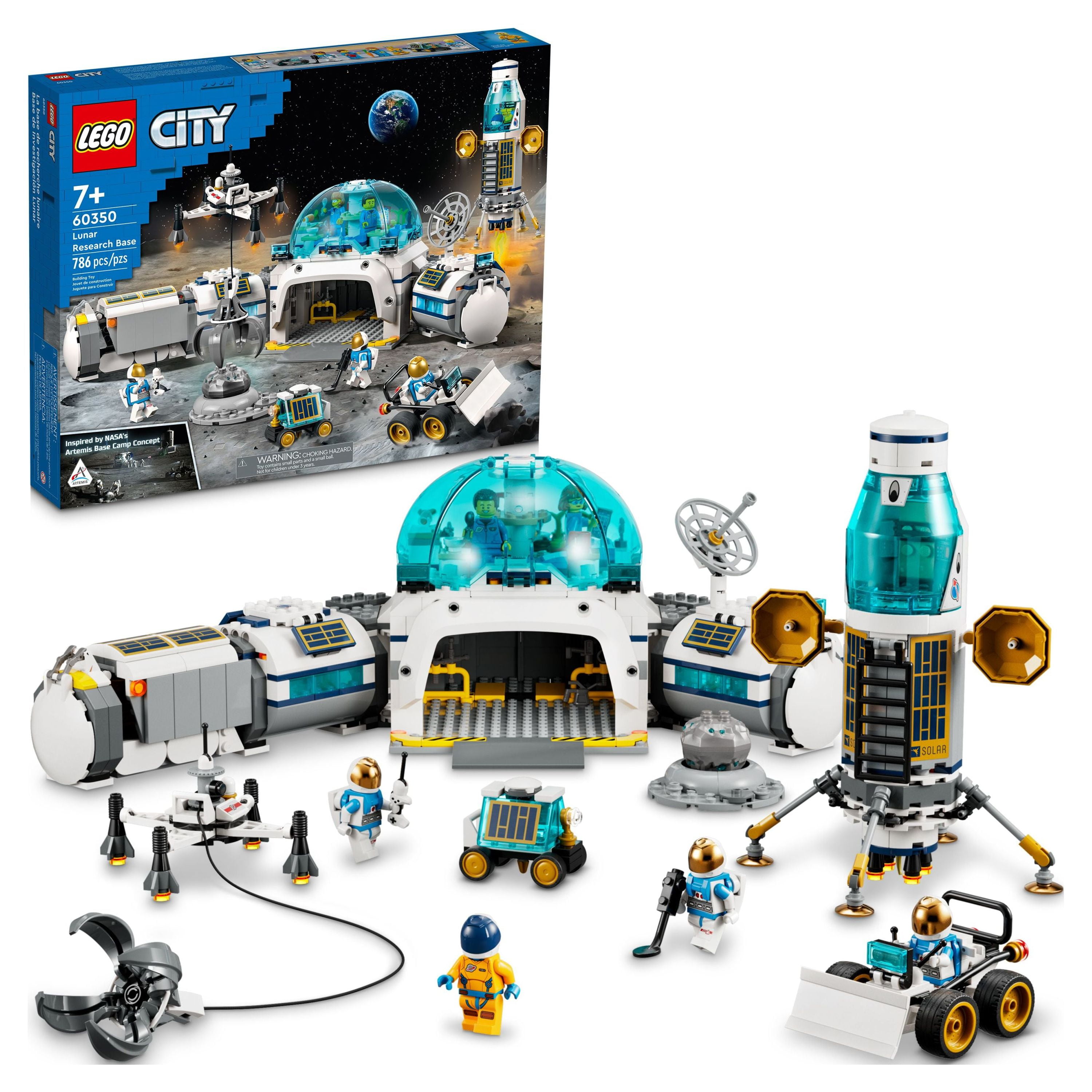 LEGO City Lunar Research Base 60350 Outer Space Toy for Kids Ages 7 Plus,  Build and Play Kit with NASA Inspired Lunar Lander, Rover and Moon Buggy,  Includes 6 Astronaut Minifigures 