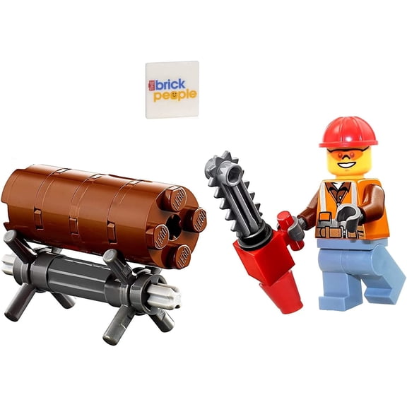 LEGO City MiniFigure - Forester Lumberjack Tree Trimmer (with Chainsaw and Tree Log)