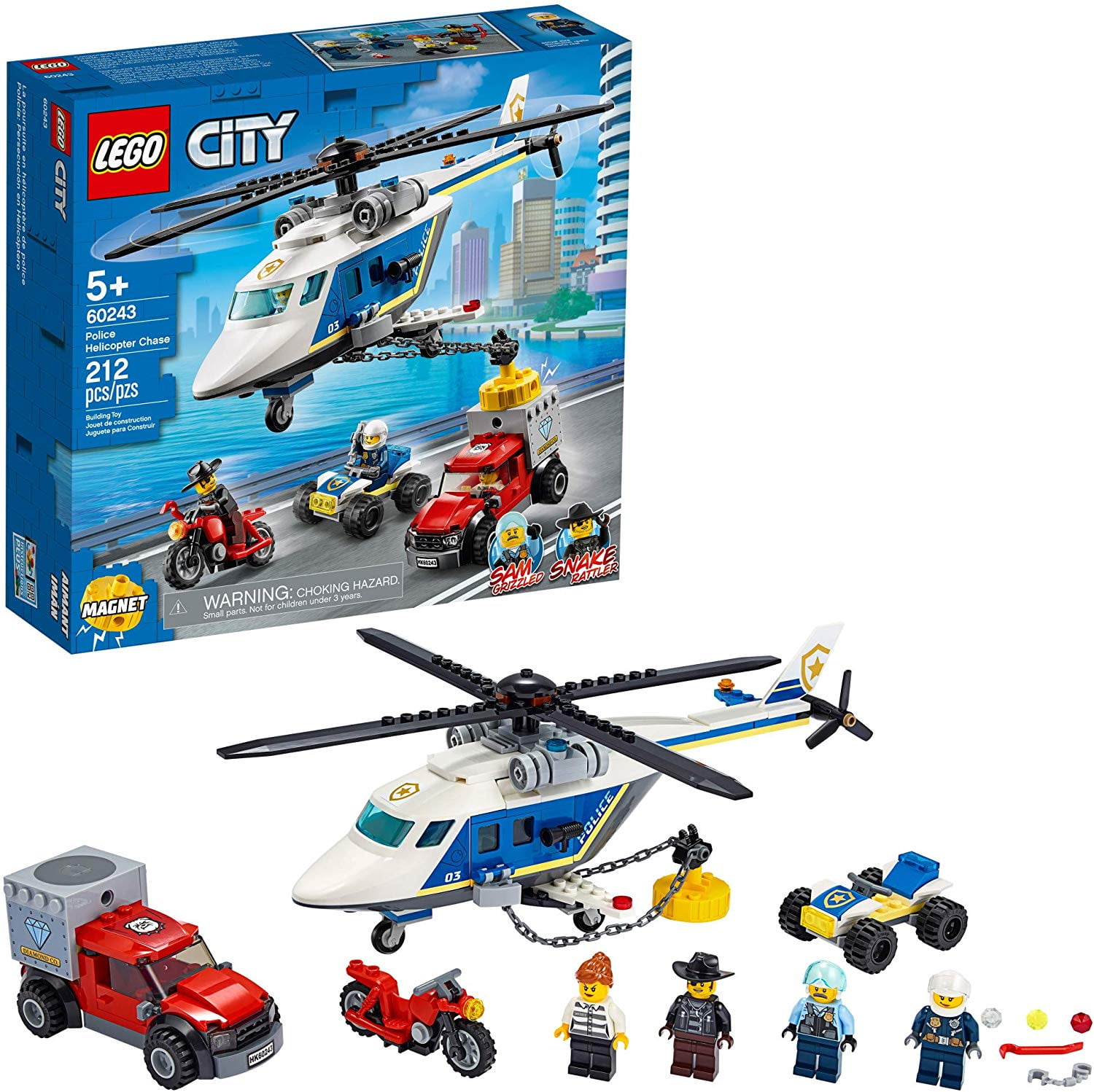 LEGO City Police Helicopter Chase 60243 Police Playset, New 2020 (212 Pieces)