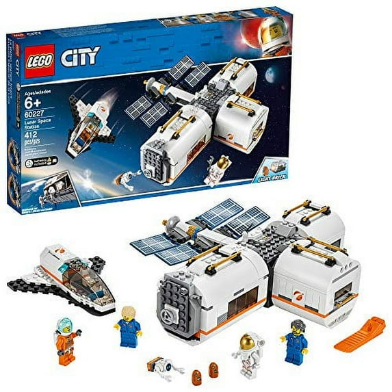 LEGO City Space Lunar Space Station 60227 Space Station Building Set with Toy Shuttle, Detachable Satellite and Astronaut Minifigures, Popular Space Gift (412 Pieces)