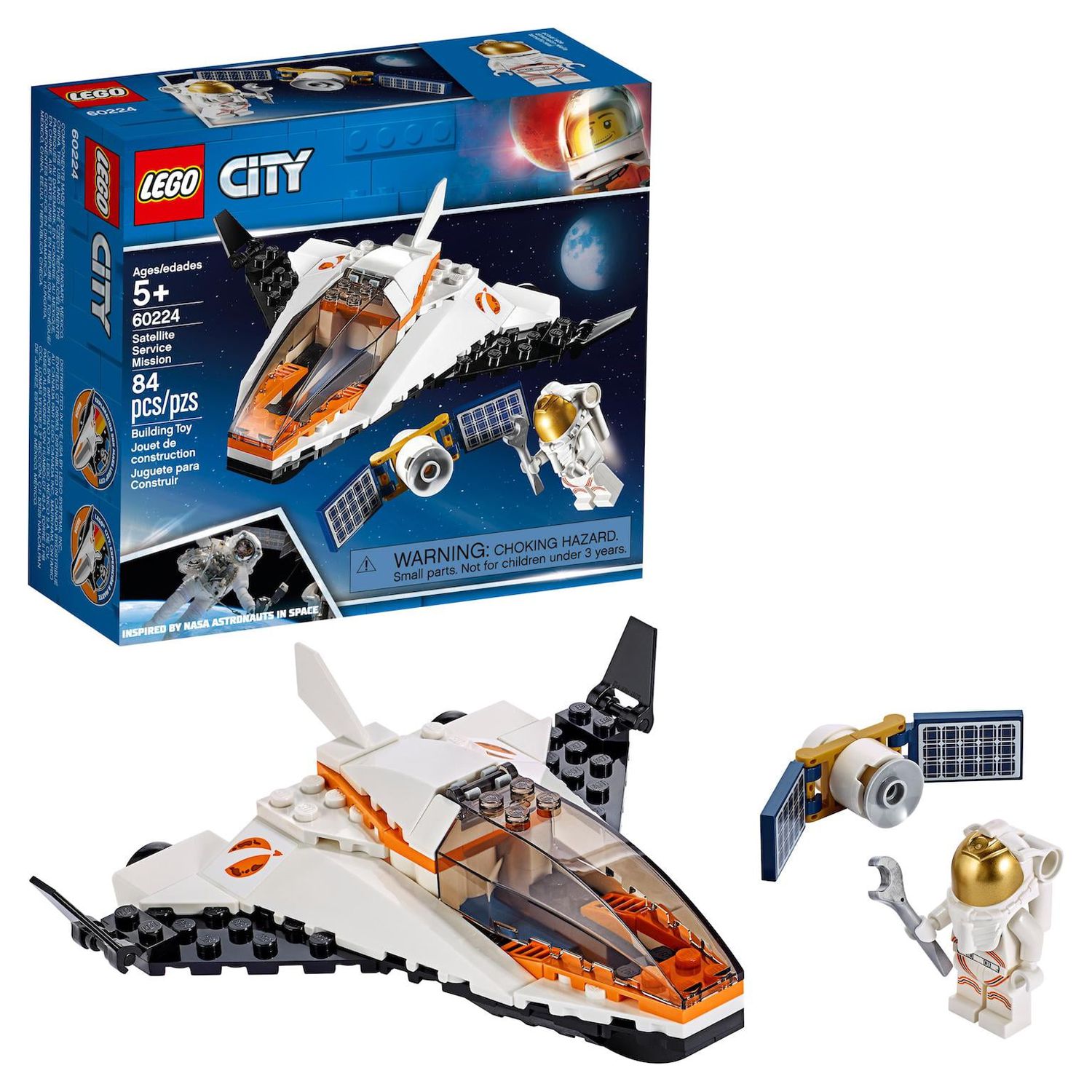 LEGO City Space Satellite Service Mission 60224 Space Shuttle Toy (84 Pieces) - image 1 of 8
