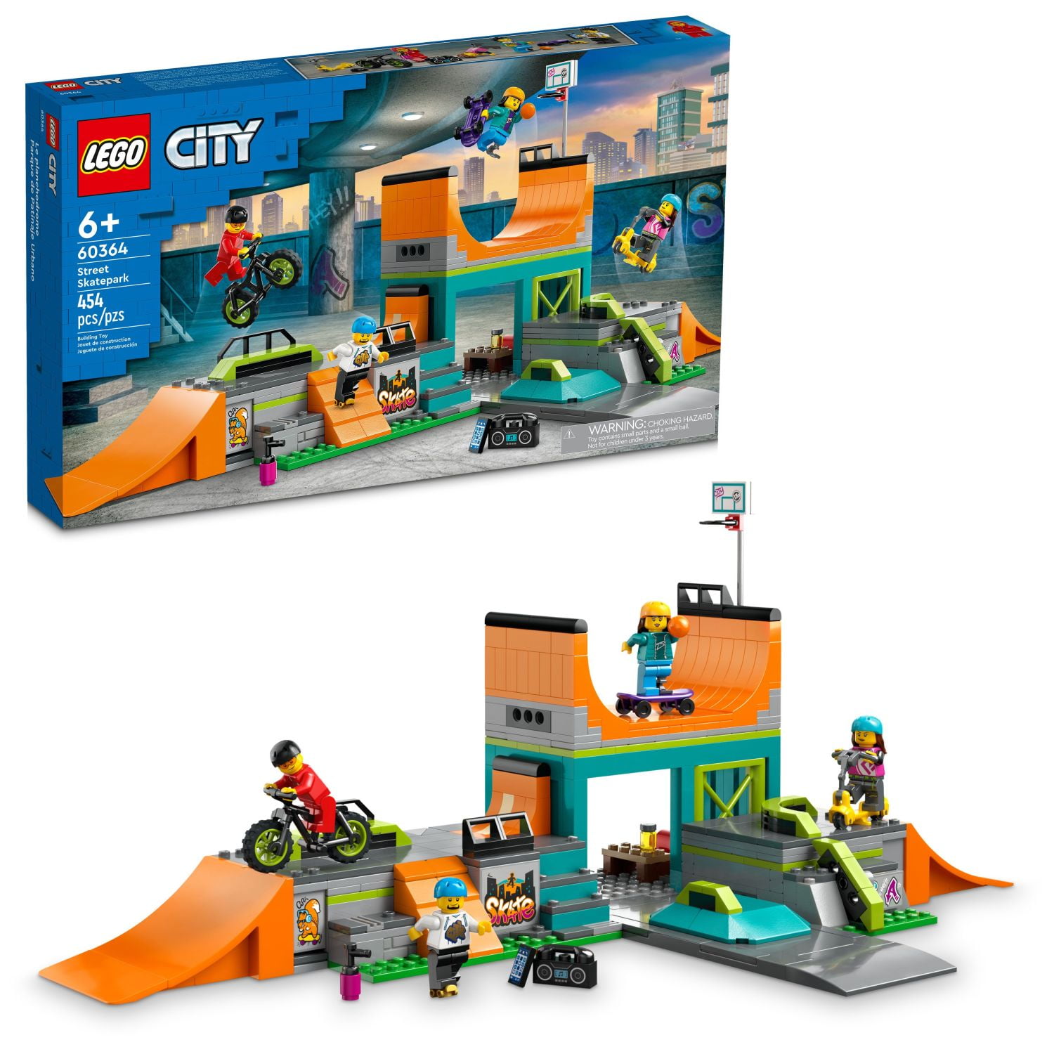 LEGO My City Skate Park Toy Set 60364 with Skateboard, BMX