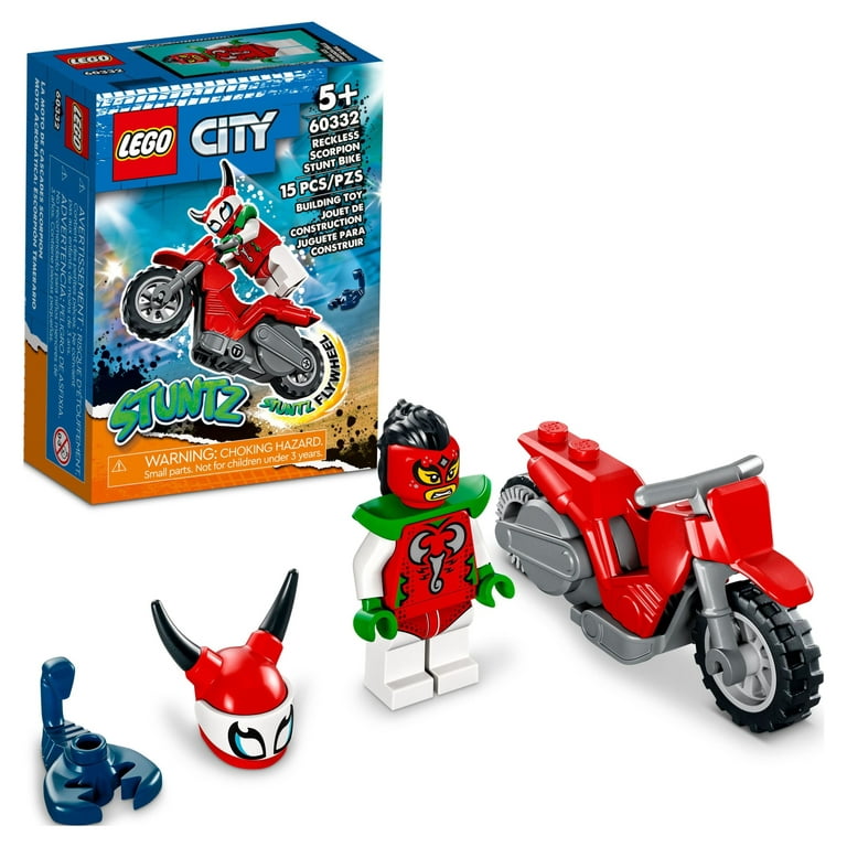 LEGO City Stuntz Reckless Scorpion Stunt Bike Set 60332 with  Flywheel-Powered Toy Motorcycle and Racer Minifigure, Small Gift for Kids  Aged 5 Plus 