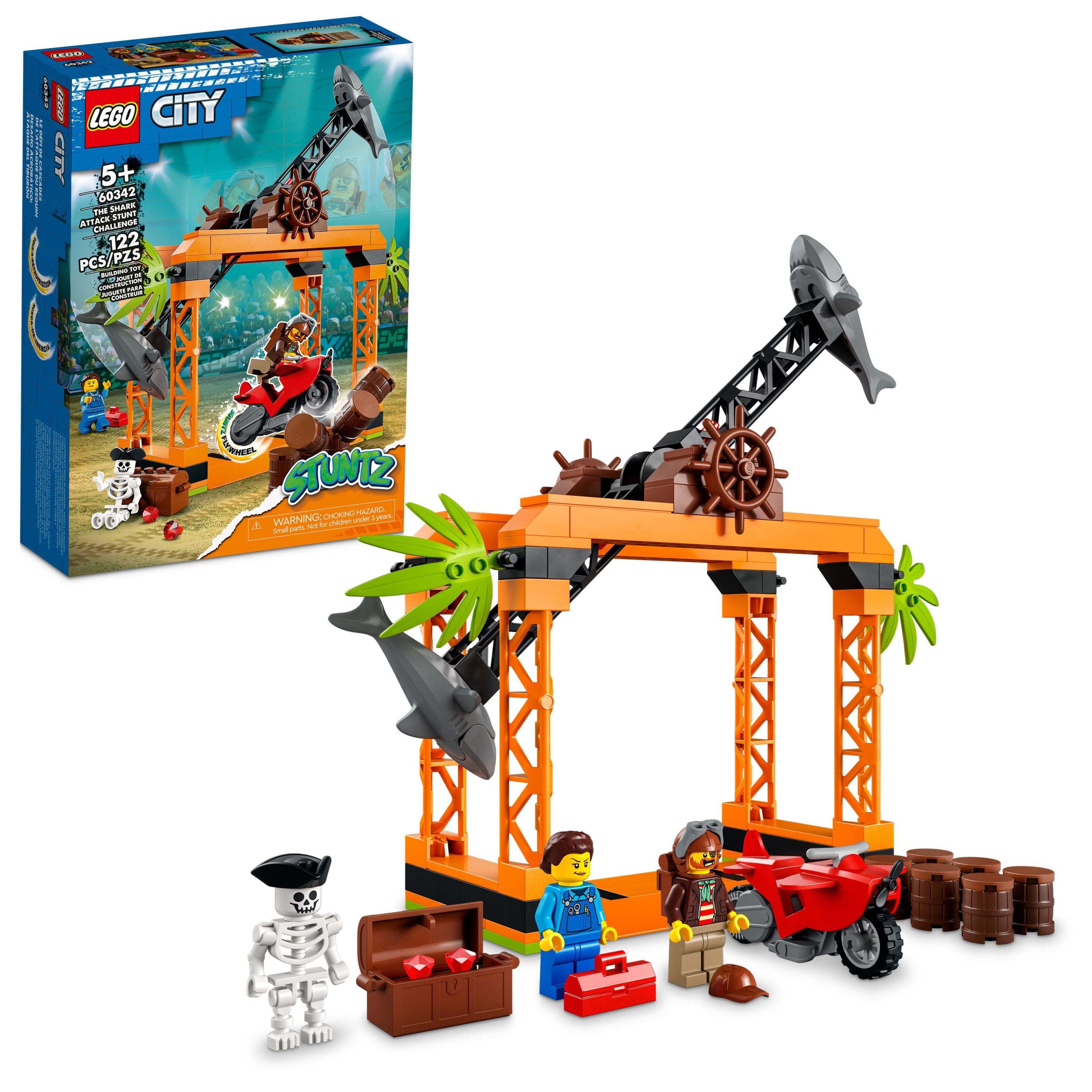 LEGO City The Shark Attack Stunt Challenge 60342 Adventure Series with Flywheel Stunt Bike & Racer Minifigure, for Kids 5 Plus Year Old - Walmart.com