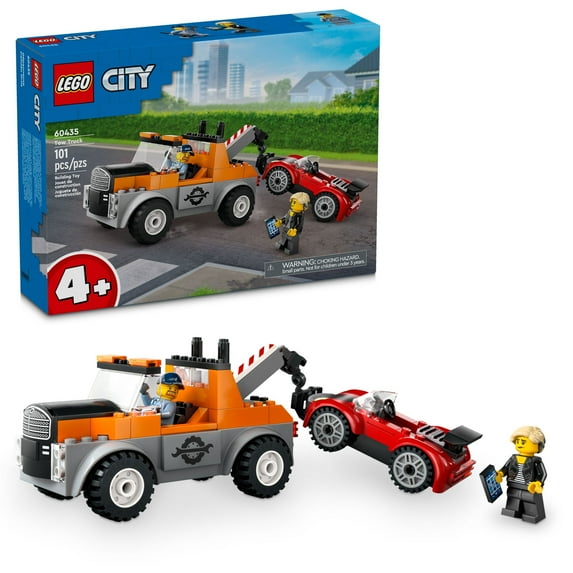 LEGO City Tow Truck and Sports Car Repair Building Toy - Pretend Play Toys for Preschool Kids, Boys & Girls, Ages 4+ - Gift for Birthdays - 60435