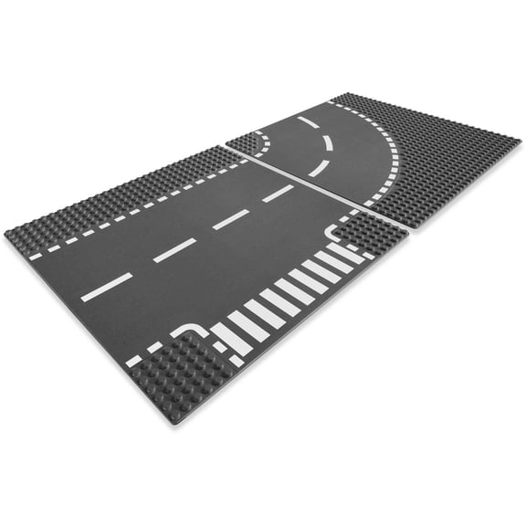 LEGO City Base Street Road T-Junction and Curve 32 x 32 Platforms, Gray | 7281