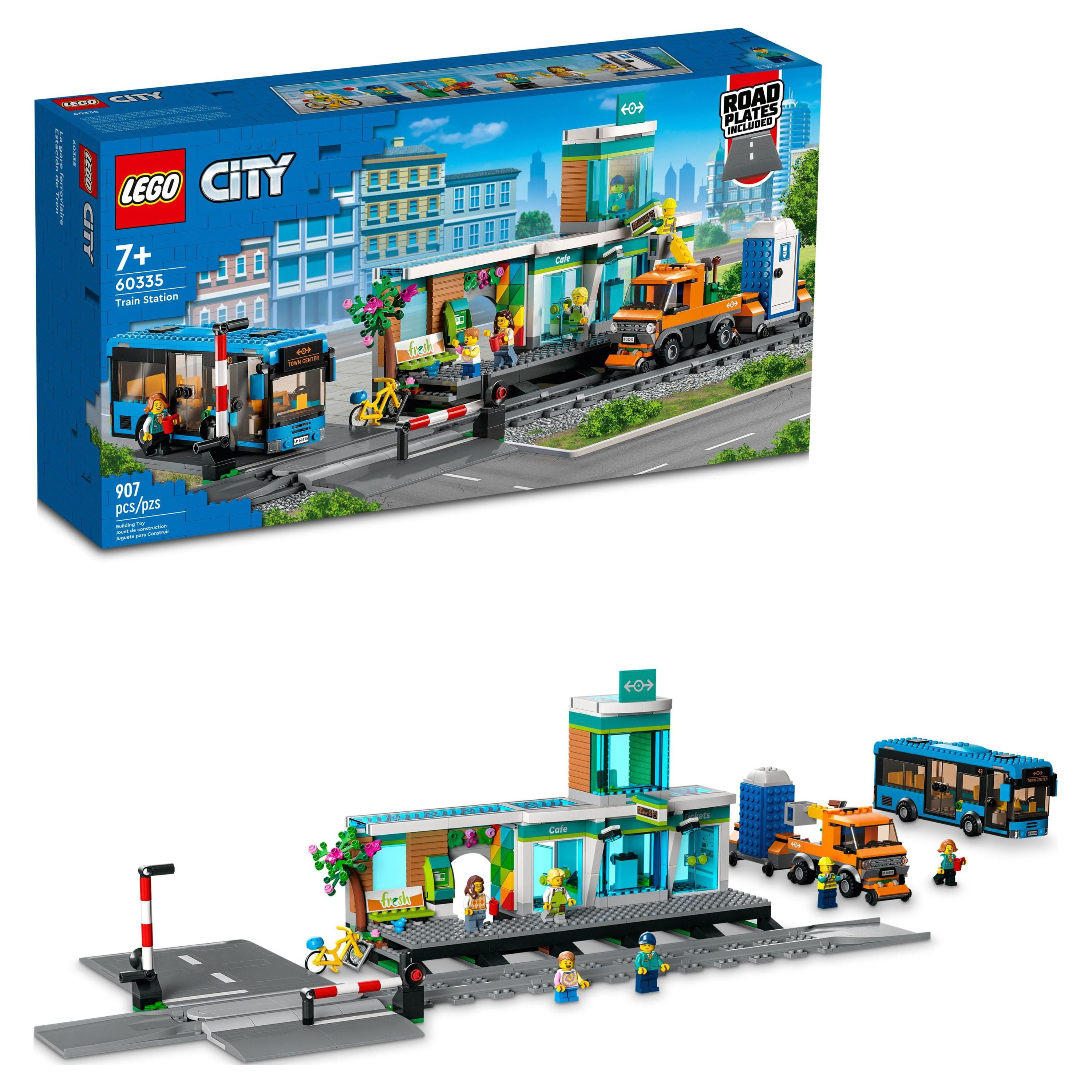 LEGO City Train Station Set 60335 with Bus, Rail Truck, and Tracks,  Compatible with City Sets. Pretend Play Train Set For Kids Who Love Pretend  Play