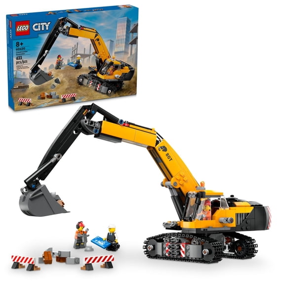 LEGO City Yellow Construction Excavator, Pretend Play Toy Digger for Kids Ages 8 and up, 60420