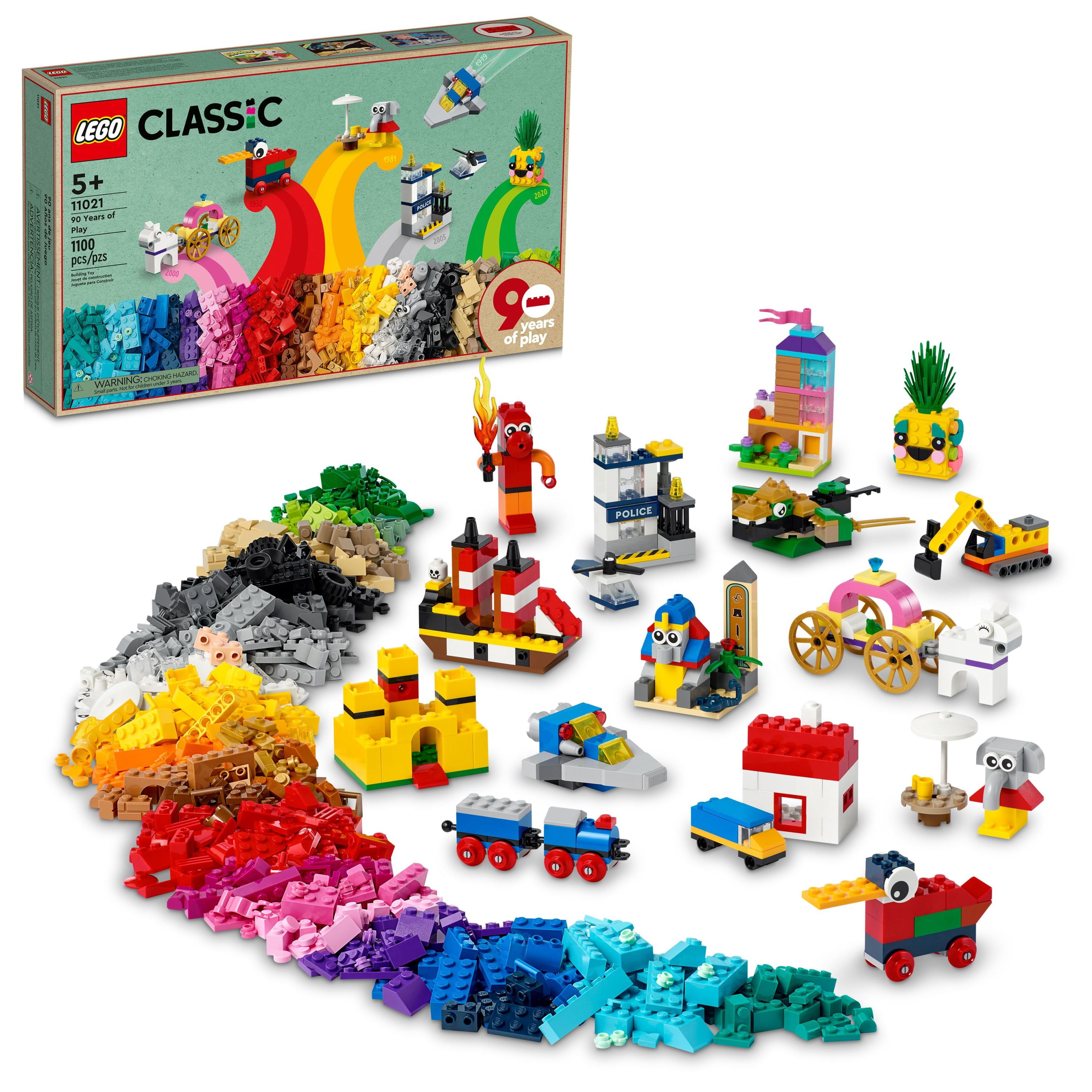 bekræfte ikke noget Vi ses LEGO Classic 90 Years of Play Building Set with 15 Mini Builds 11021 -  Walmart.com