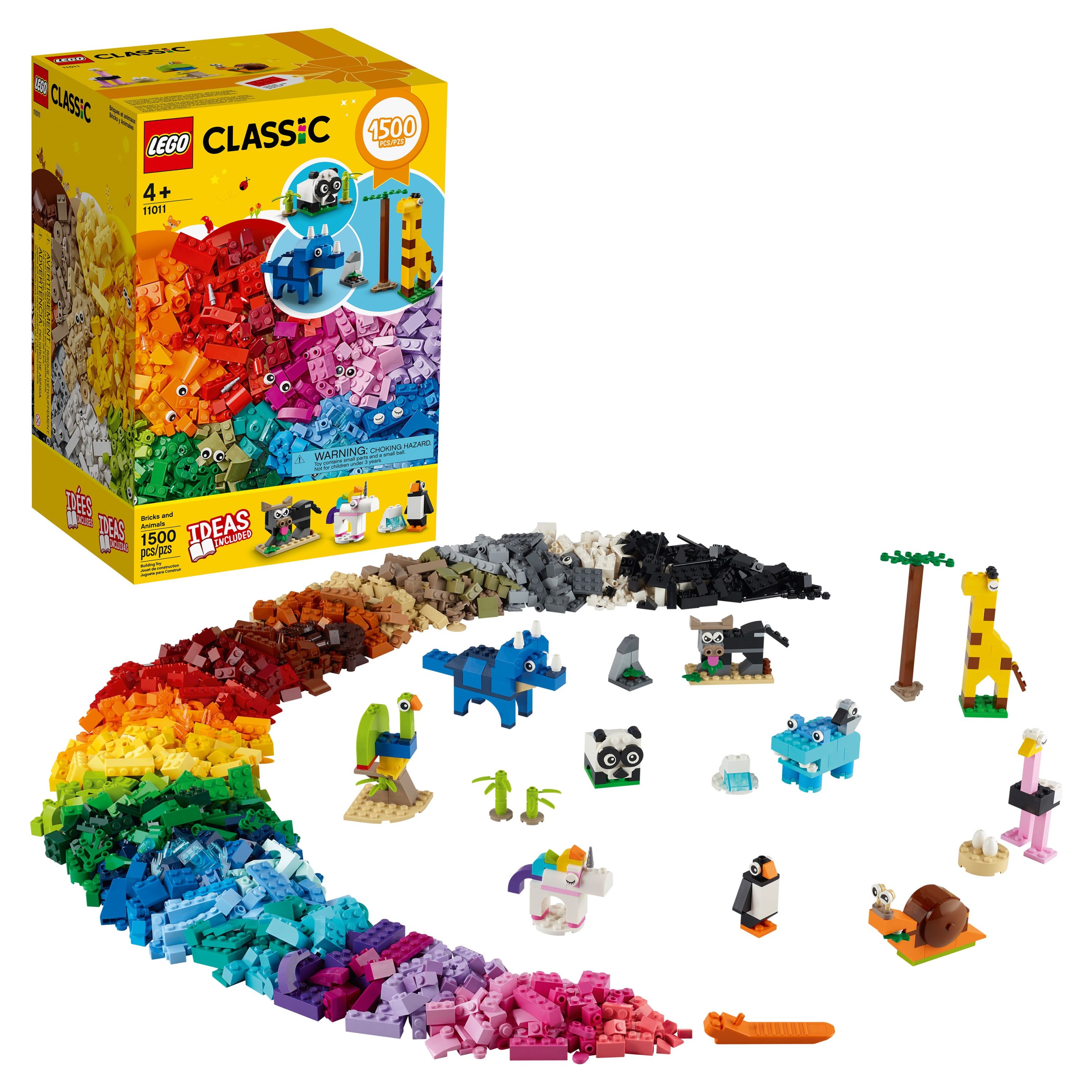LEGO Classic Bricks and Animals 11011 Creative Toy That Builds into 10 Amazing Animal Figures (1,500 Pieces) - image 1 of 6