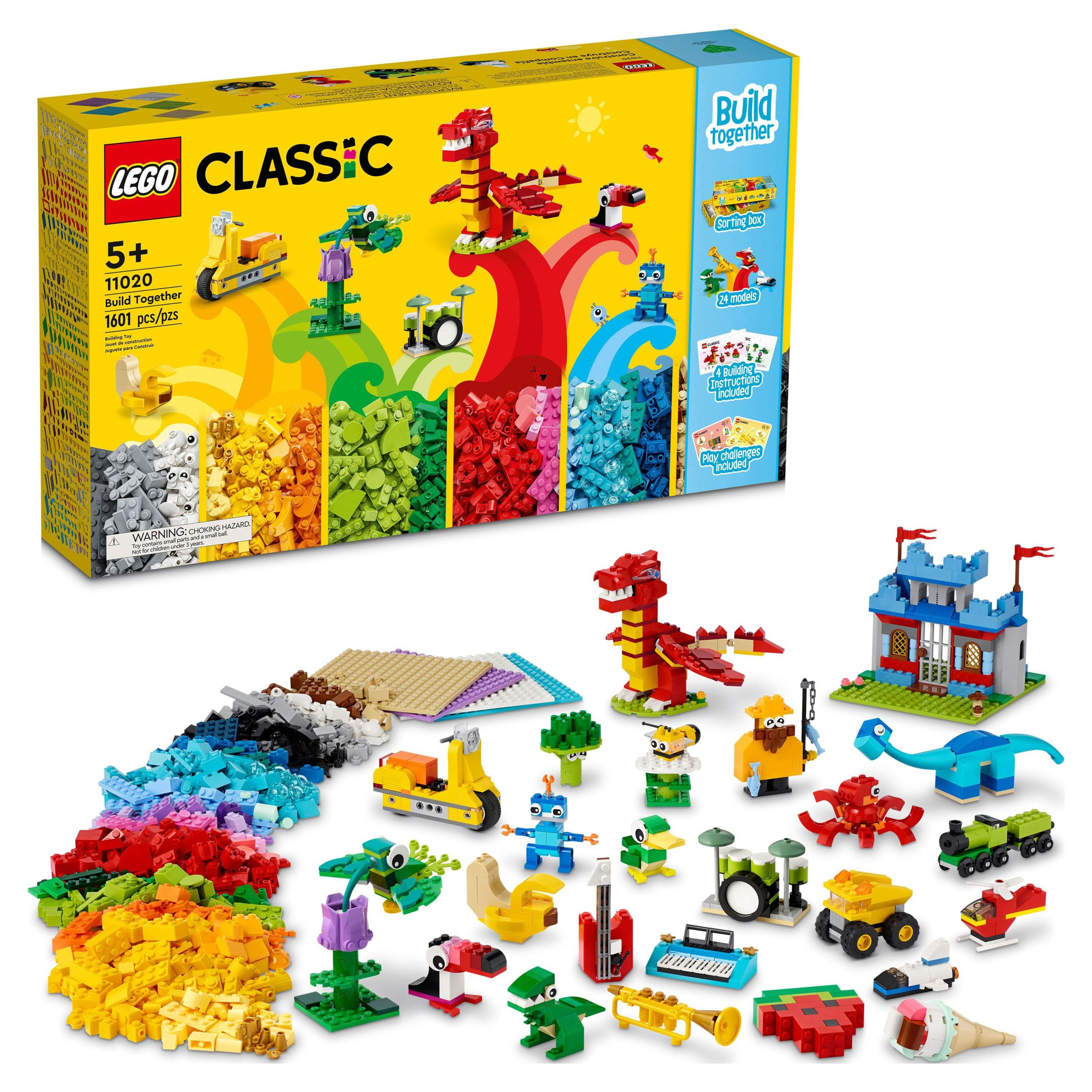 LEGO Classic Build Together 11020 - Creative Building Toy Set, Featuring a  Truck, Train, Helicopter, Dinosaurs, Piano, Drums, Guitar, Great Gift for  Kids to Play and Be Inspired by LEGO Masters 