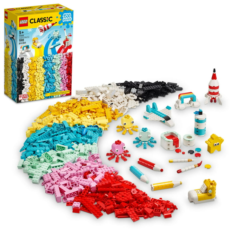 LEGO Classic Creative Color Fun 11032 Creative Building Set, Build a Plane,  Star and More with this Summer Activity for Kids, Inspire Creative Play