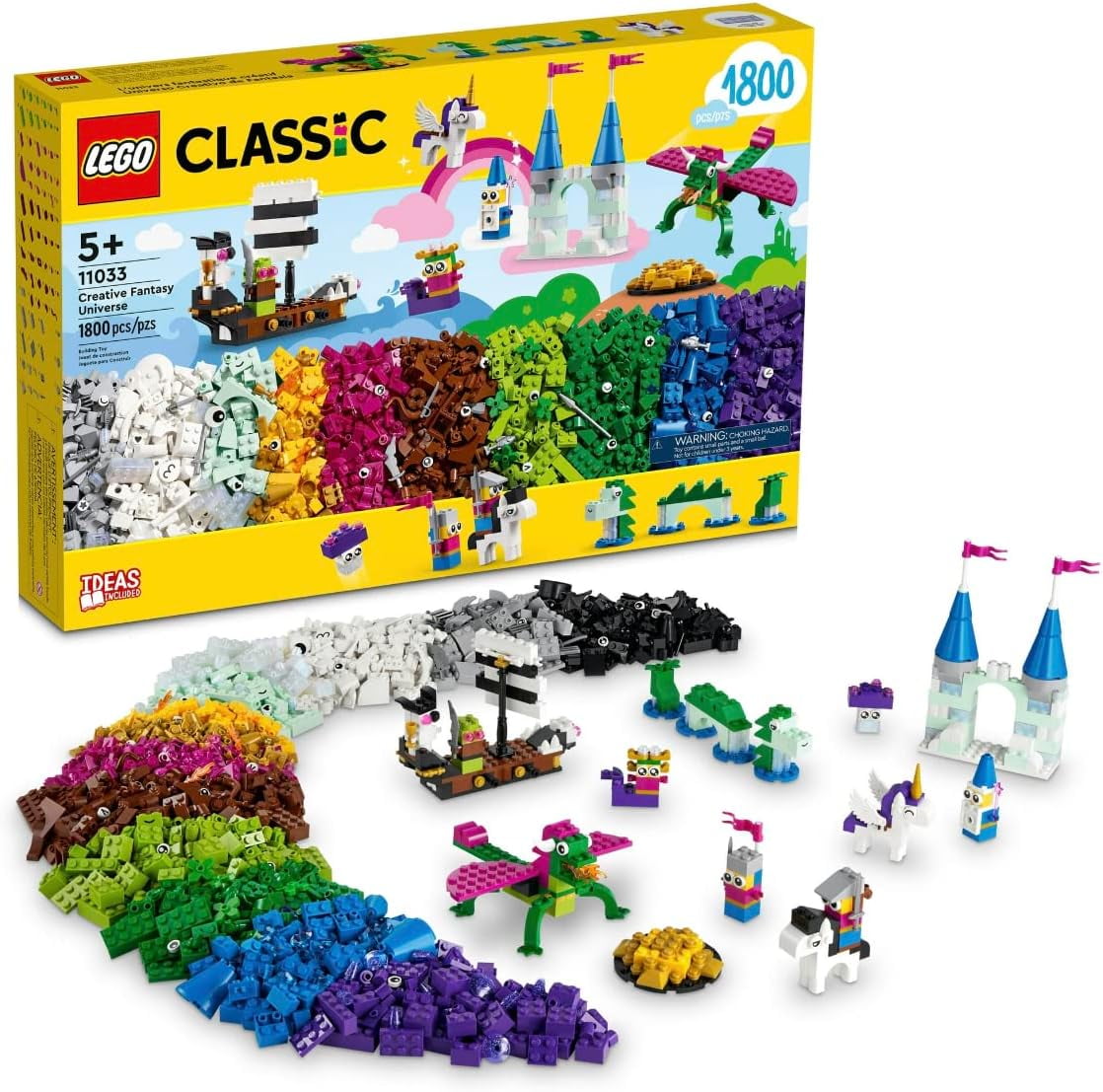 LEGO Classic Creative Fantasy Universe Set 11033, Building Adventure for  Imaginative Play with Unicorn Toy, Castle, Dragon and Pirate Ship Builds