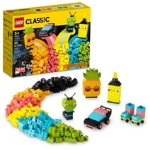 LEGO Classic Creative Neon Colors Fun Brick Box Set 11027, Building Toy to Create a Car, Pineapple, Alien, Roller Skates, and More Building Ideas for Kids, Boys, Girls Ages 5 Plus Years Old