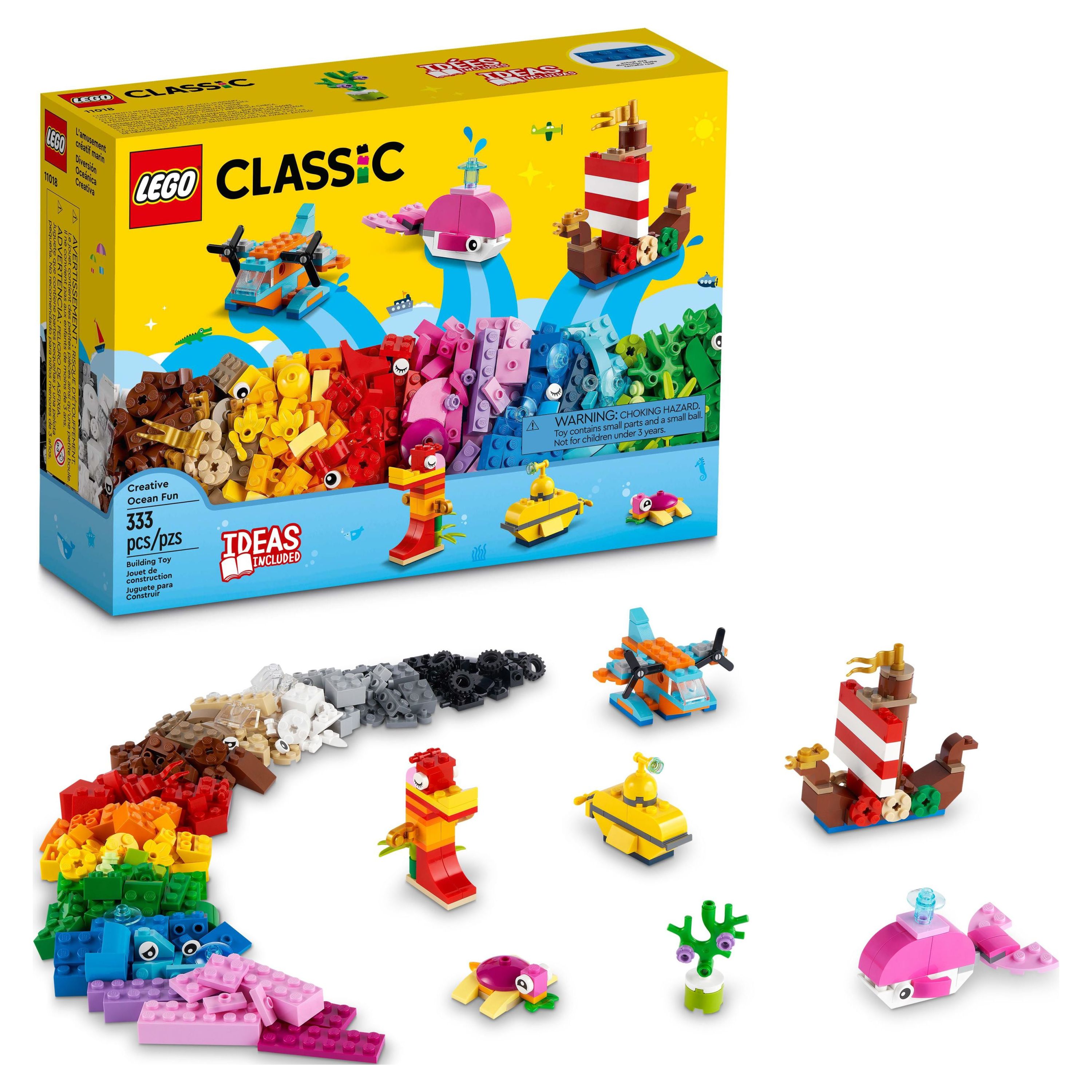 LEGO Classic Creative Ocean Fun 11018 Building Kit; With 6 Mini Builds, Including a Viking Ship and a Yellow Submarine, Plus Extra Bricks for Imaginative Play; Educational Toy for Ages 4+ (333 Pieces) - image 1 of 8