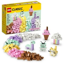 LEGO Classic Creative Pastel Fun Bricks Box 11028, Building Toys for Kids, Girls, Boys ages 5 Plus with Models; Ice Cream, Dinosaur, Cat & More, Creative Learning Gift