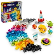 LEGO Classic Creative Space Planets Buildable Solar System, Creative Learning Toy with Alien, Rocket Ship, and Glow in the Dark Bricks, 11037