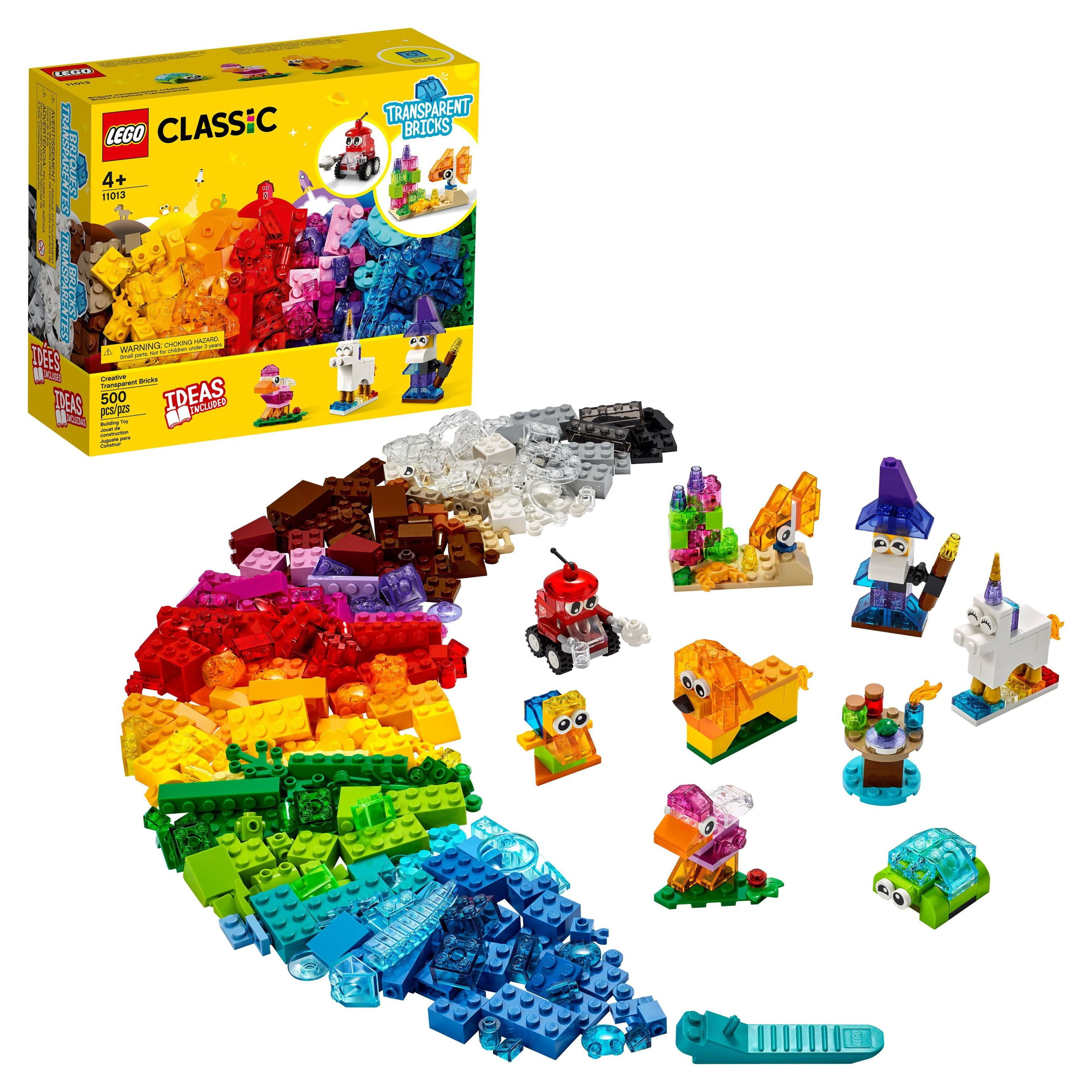 LEGO Classic Creative Transparent Bricks Building Set 11013, Wizard and  Animal Toys Including Unicorn, Lion, Bird, and Turtle, Educational Toy Gift