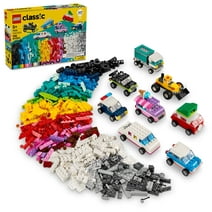 LEGO Classic Creative Vehicles, Colorful Construction Brick Building Kit with Ice Cream Truck, Police Car Toy, Model City Cars and More, Gift or Car Toy for Boys, Girls and Kids Ages 5 and Up, 11036