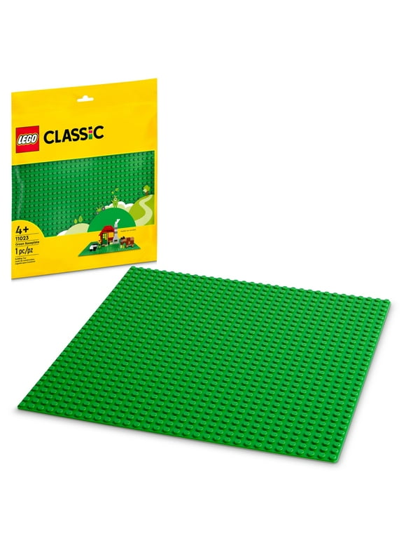 LEGO Classic Green Baseplate, Square 32x32 Stud Foundation to Build, Play, and Display Brick Creations, Great for Grassy Nature Landscapes, 11023