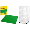 LEGO Classic Green Baseplate with Sterilite 3 Drawer Rolling Storage ...