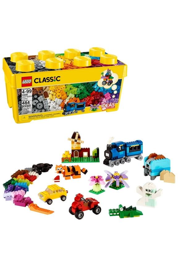 Classic Medium Creative Brick Box , Toy Set with Train, Car, Tiger, Birthday Gift for Kids 4+, 10696