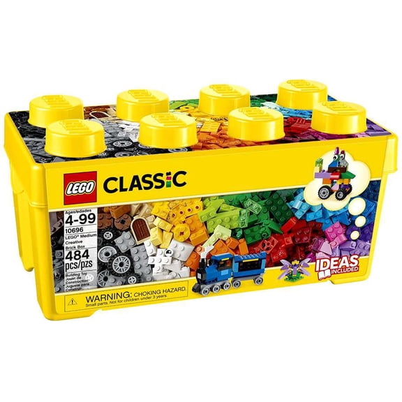 Pre-Owned LEGO Classic Medium Creative Brick Box , Toy Set with Train, Car, Tiger, Birthday Gift for Kids 4+, 10696
