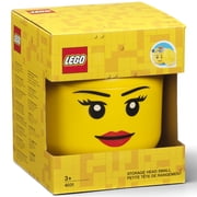 Room Copenhagen LEGO Storage Head - Girl, Small - 7.3x6.3" Yellow Character, Stackable Minifigure Container, Holds 250 Bricks, Toys Blocks Organizer