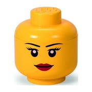 Room Copenhagen LEGO Storage Head - Girl, Small - 7.3x6.3 Yellow Character, Stackable Minifigure Container, Holds 250 Bricks, Toys Blocks Organizer