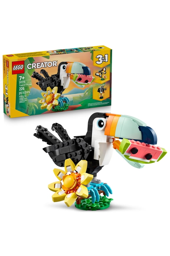 Creator 3 in 1 Wild Animals: Tropical Toucan Building Toy - Learning Toy for Girls & Boys, Ages 7+ - 3 Build Options in 1 Set - Birthday Gift - 31173