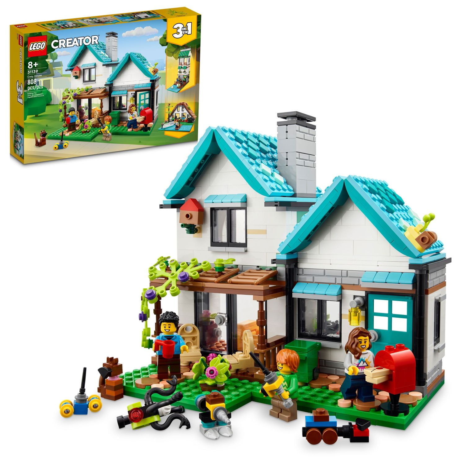 LEGO Creator 3 in 1 Cozy House Kit 3 Houses Family Minifigures DIY Toy for Kids 8 11 31139 Walmart