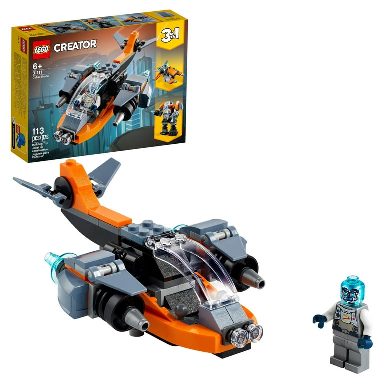 LEGO Creator 3 in 1 Cyber Drone Space Toys, Transforms from Drone to Cyber  Mech or Cyber Scooter, Space Toy Building Set, Gift for 6 Plus Year Old  Kids, Boys, and Girls, 31111 