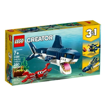 LEGO Creator 3 in 1 Deep Sea Creatures, Transforms from Shark and Crab to Squid to Angler Fish, Sea Animal Toys, Gifts for 7 Plus Year Old Girls and Boys, 31088